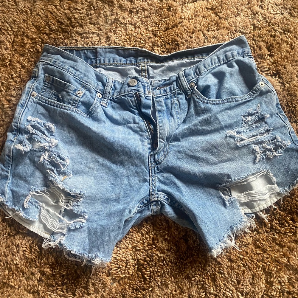 Levi Distressed Blue Shorts